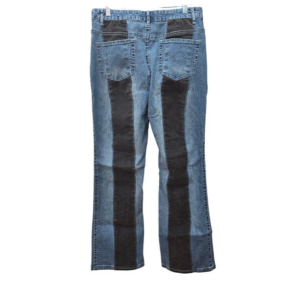 VTG Route 66 Blue Jeans Womens Size 12 High Rise Boot Cut y2k Grey Faux Suede - Picture 2 of 7